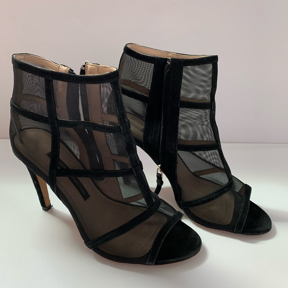 Cage peep toe mesh heels
